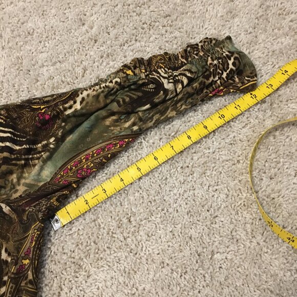 Vintage Y2K Animal Paisley Print Ruched Sleeve Button Up Top - Picture 16 of 16